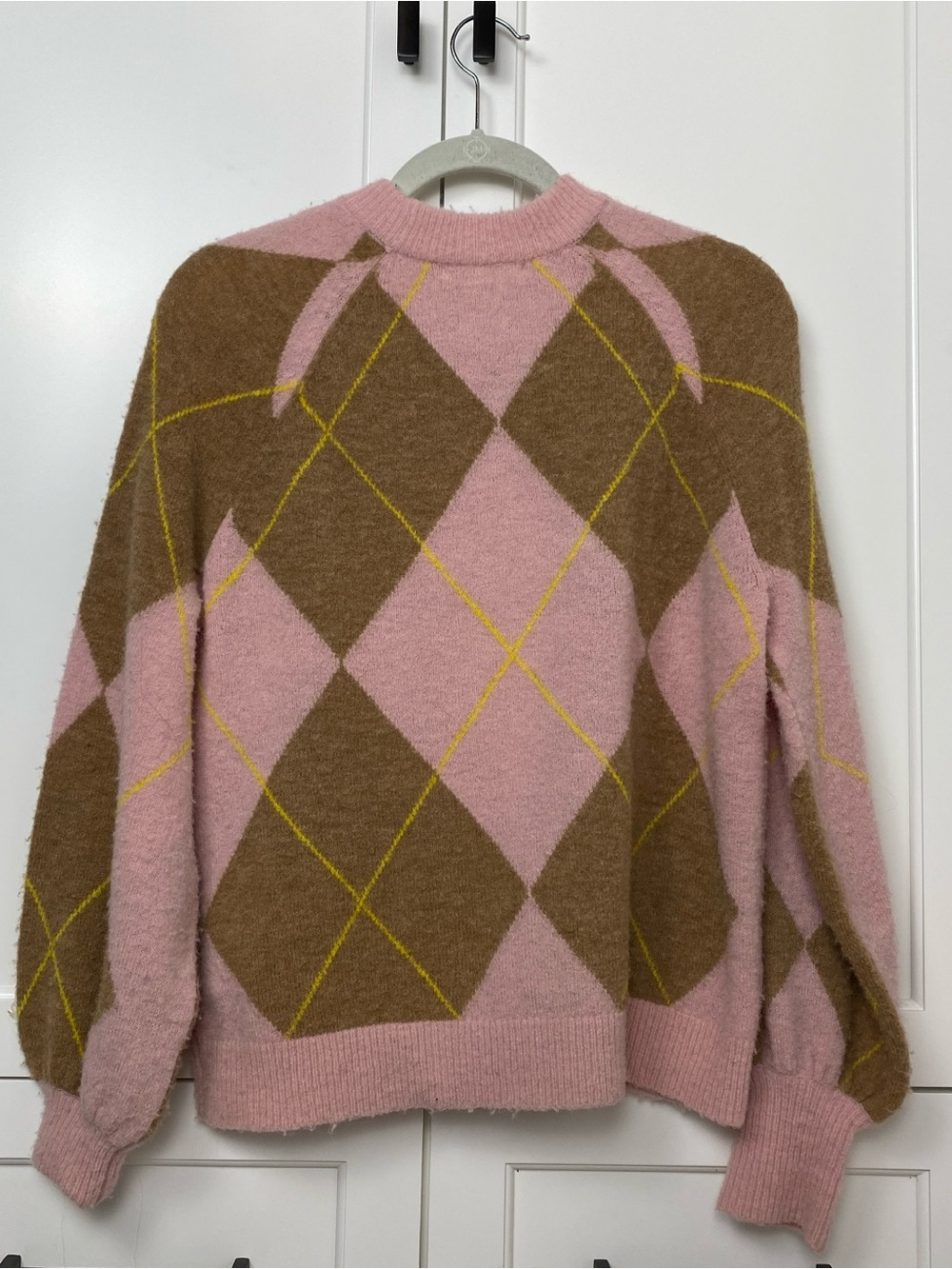 Boden Pink, Brown & Yellow Argyle Crewneck Sweater - Picture 8 of 8